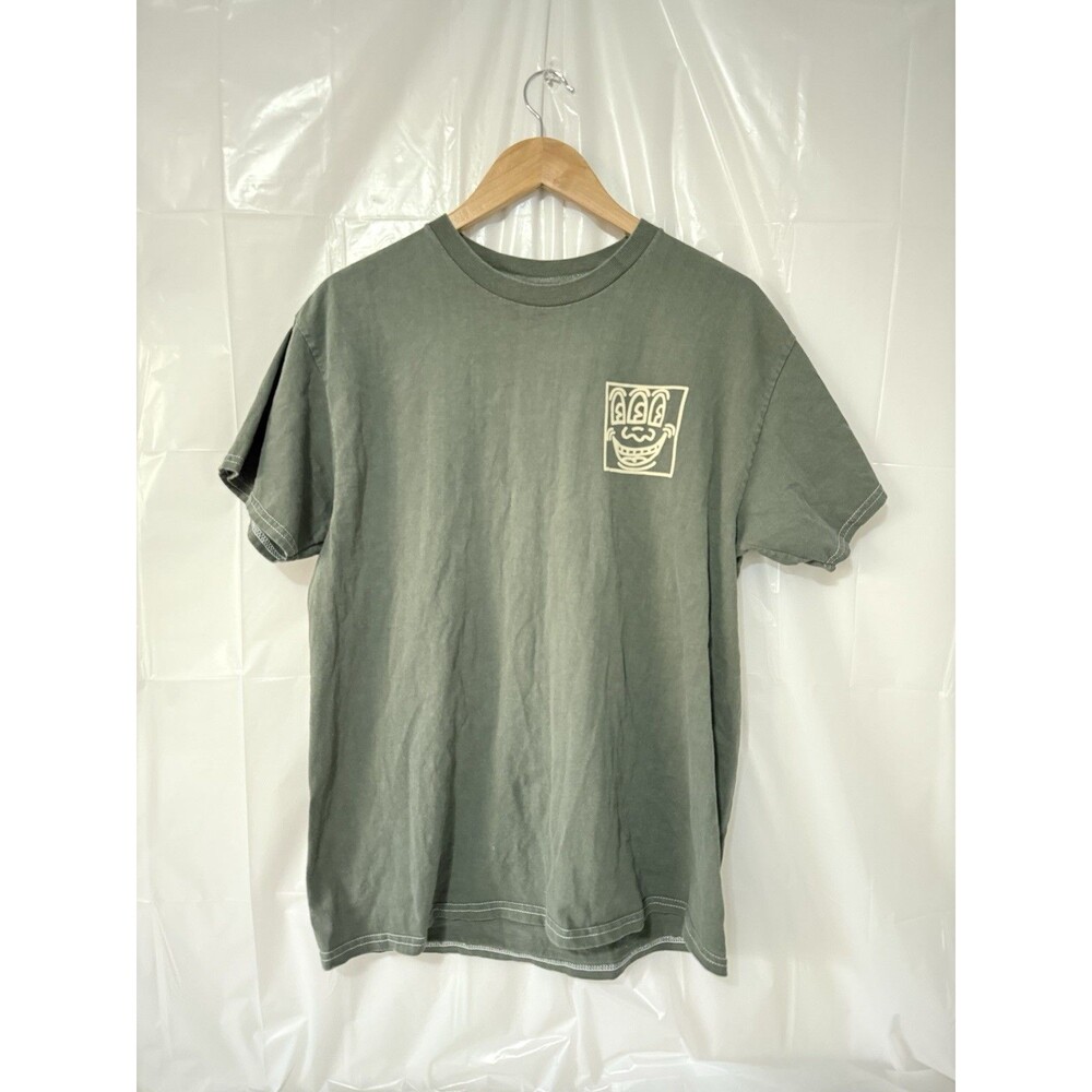 Keith Haring T Shirt Large Ripple Junction Three Eyed Face Graphic Green Tee